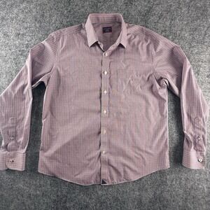 Untuckit Shirt Mens Large Red Blue Check Slim Fit Wrinkle Free Cotton Dress